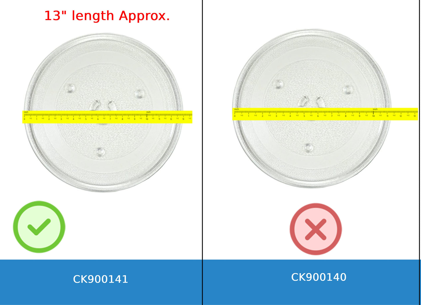 GlobPro W10531726 W11358813 Microwave Glass Tray Turntable 13" Length Approx. Replacement for and Compatible with Amana KitchenAid Maytag Whirlpool Heavy Duty