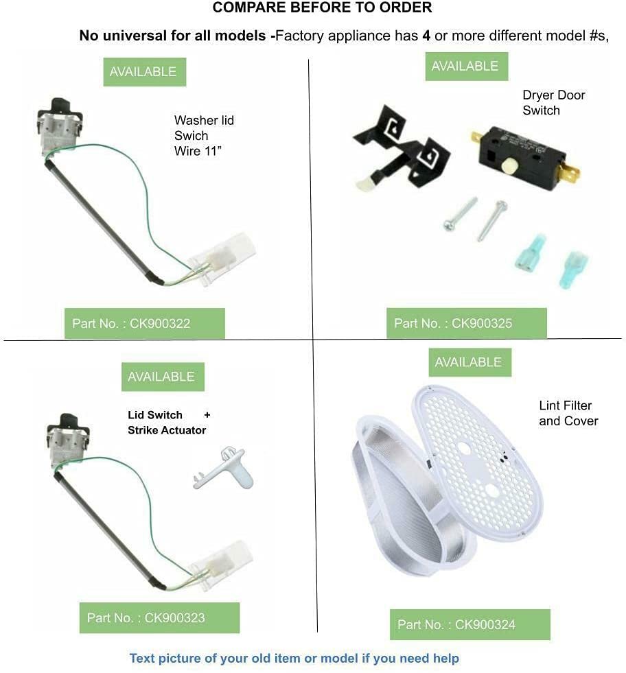 E-DrUS CK900317 Washer Stackable Laundry Lid Lock Switch Compatible With GE Kenmore and compatible with Spacemaker Westinghouse Heavy DUTY