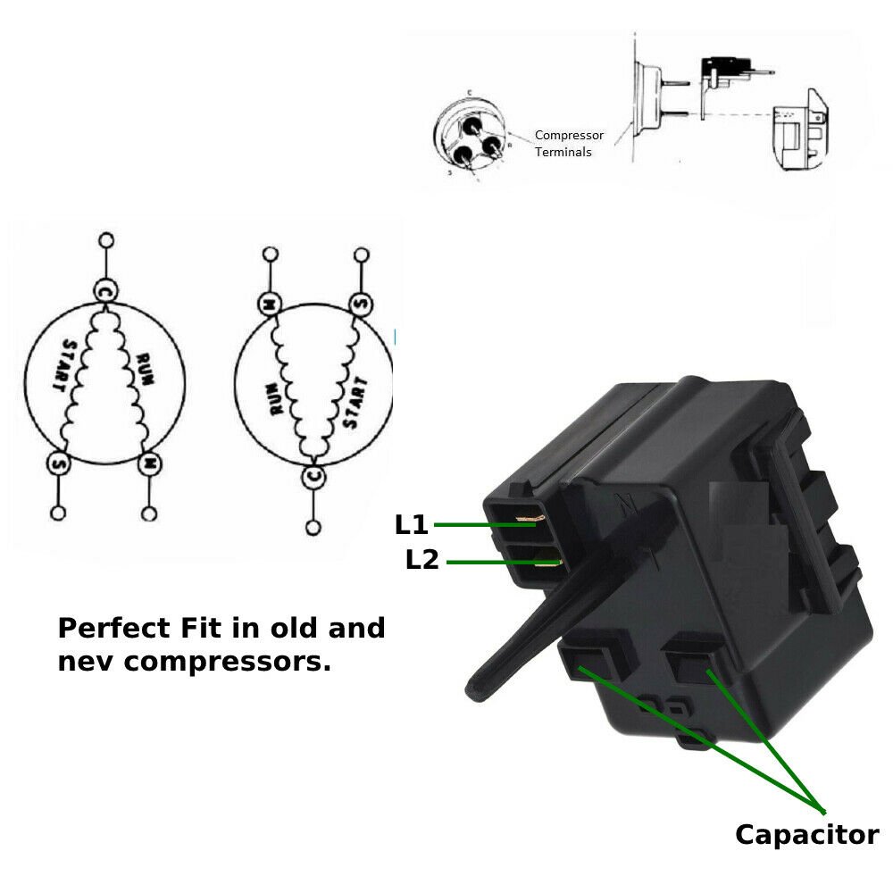 197D6266P001 1/4 term. Refrigerator Compressor Relay Start Capacitor 197D6266P0