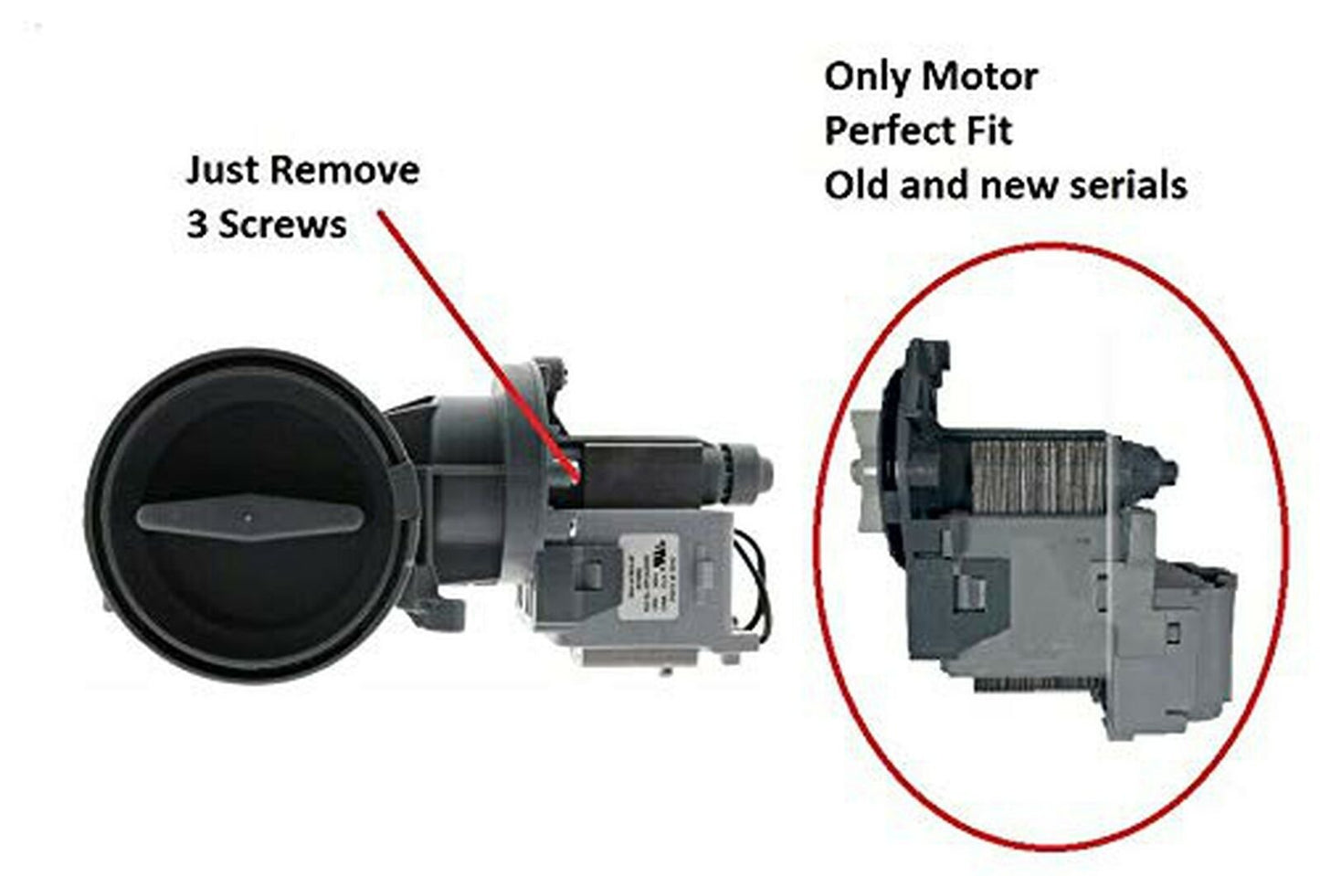 Global Solutions WPW10605427 Pump-Water Wl Compatible with Whirlpool Washer O...