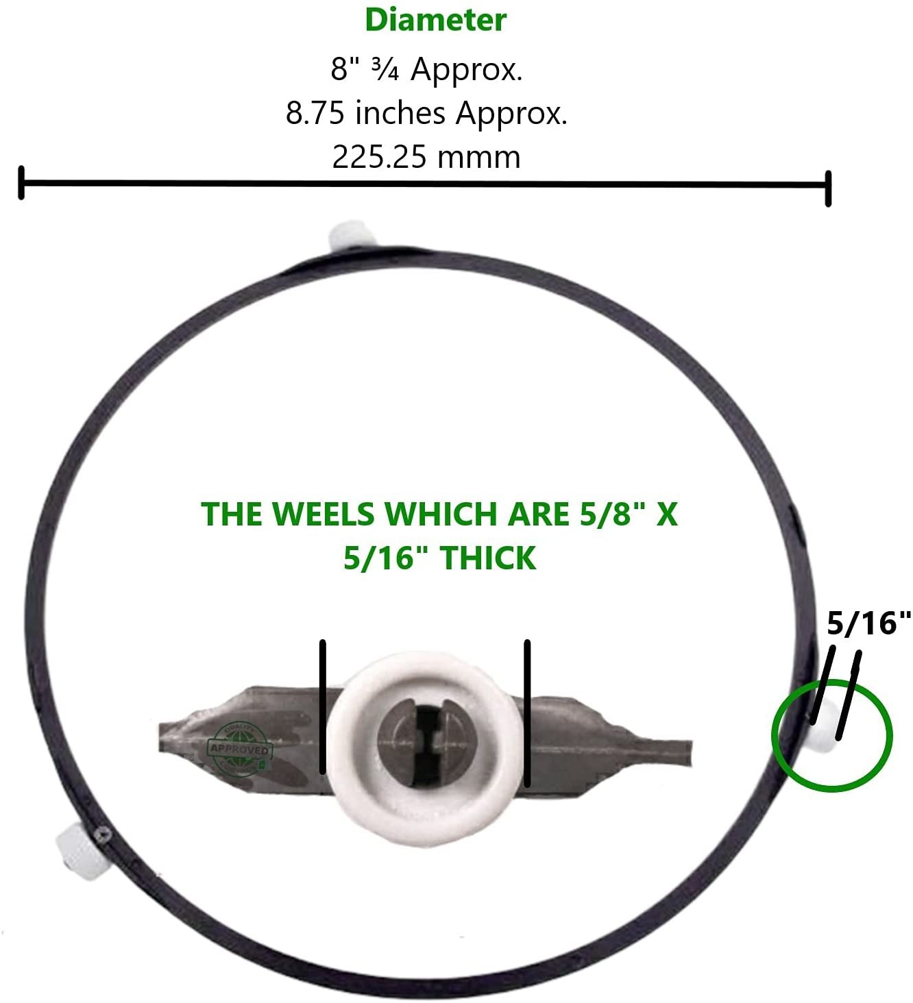 GlobPro DE92-90189S AP4236921 DE92-90189V DE97-00222A Turntable Roller Ring 8" ¾, 8.75 inches Diameter Approx. Replacement for and Compatible with Samsung Heavy Duty