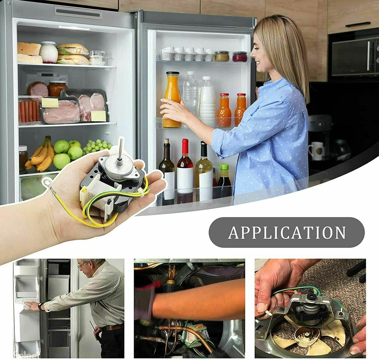 GlobPro 1127165 1127401 1129408 2149964 Fridge Evaporator Fan Motor Kit Replacement for and compatible with Whirlpool KitchenAid Roper Kenmore Heavy DUTY