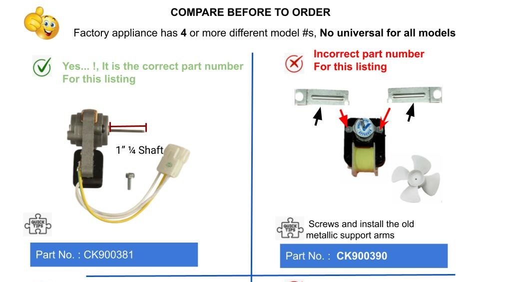 GlobPro WR60X10066 Freezer Motor Evaporator Fan 3" length Approx. Replacement for and compatible with General Electric Heavy DUTY