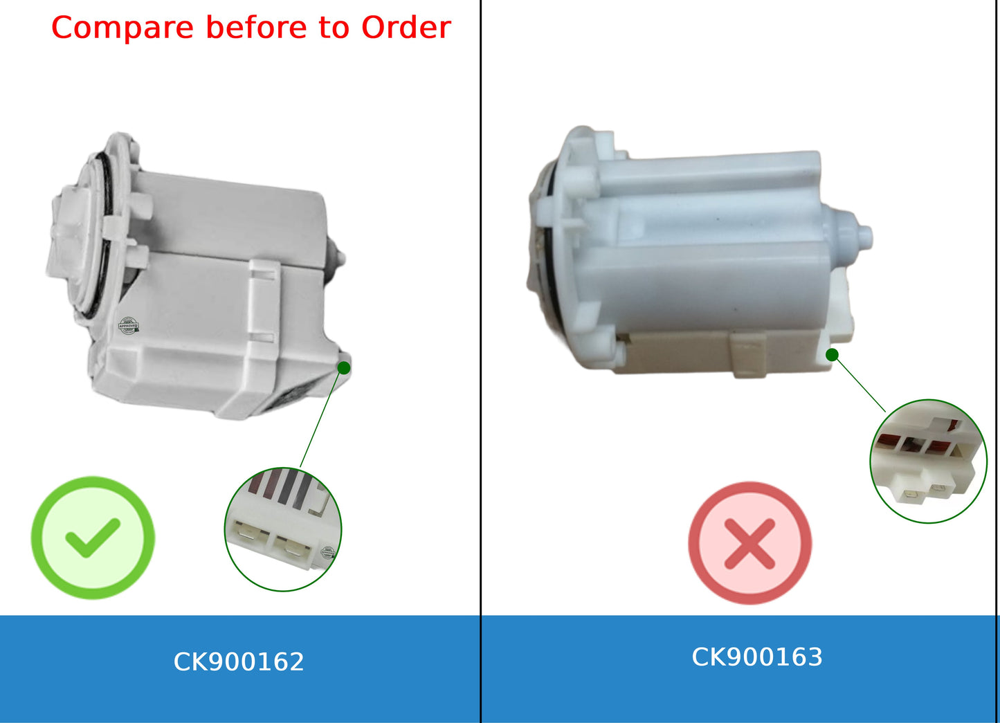 GlobPro DP040-018 WH23X10026 WH23X10037 Washer Bomba Drain Only Motor 2 Terminals Replacement for and compatible with General Electric Heavy DUTY