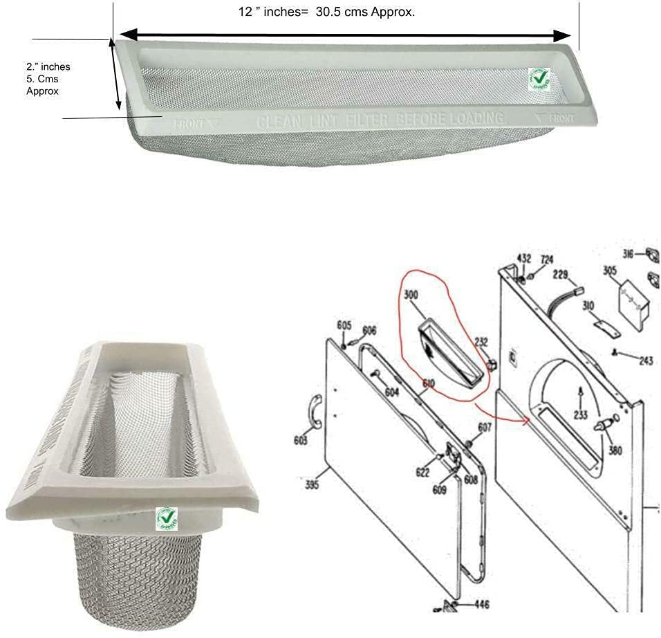 GlobPro CK900360 Dryer Filter Lint Screen AP2043595 Replacement for and compatible with GE Hotpoint Heavy DUTY