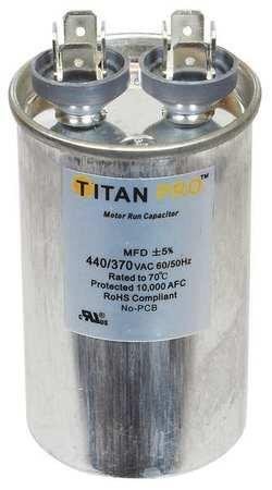 Motor Run Capacitor, 20 MFD, 3-7/16 In. H