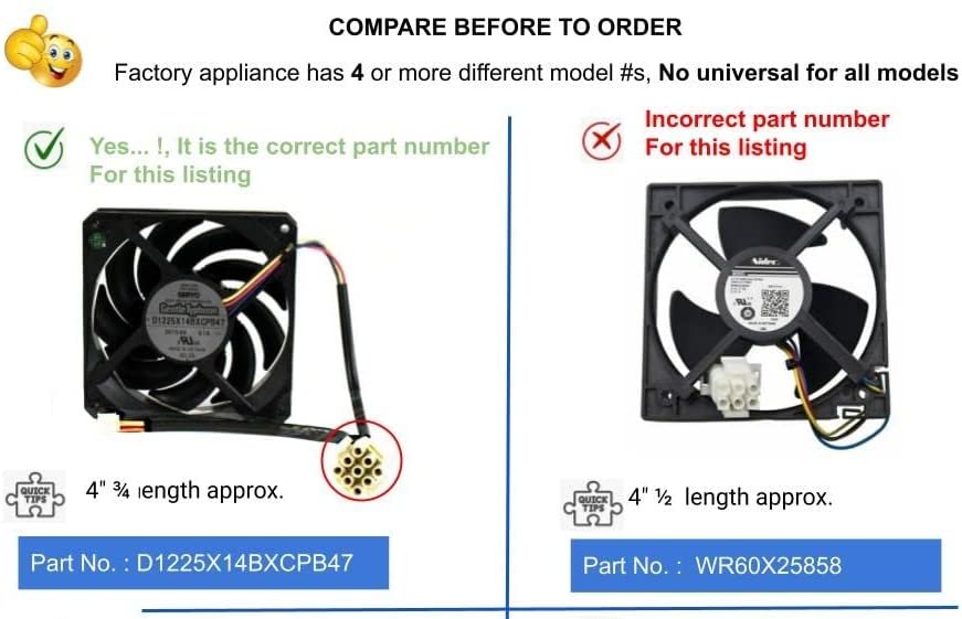 GlobPro D1225X14BXCPB47 Refrigerator Condenser Fan Motor 239D1306P002 NIDEC -2 connector Replacement for and compatible with GE Heavy DUTY