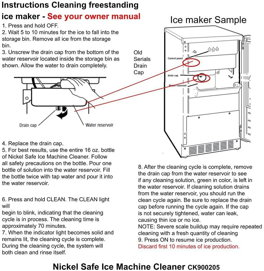 Freestanding Ice Maker Machine Cleaner + Maintenance Kit Compatible With 37050, 41978 U-line, Ice-O-Matic, Jenn Air, Blaze, Manitowoc, Marine Crescent