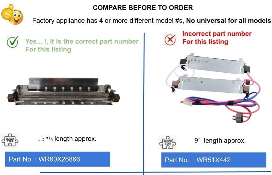 GlobPro WR51X442 Fridge Defrost Heater Kit 9" length Approx. Replacement for and compatible with General Electric Heavy DUTY