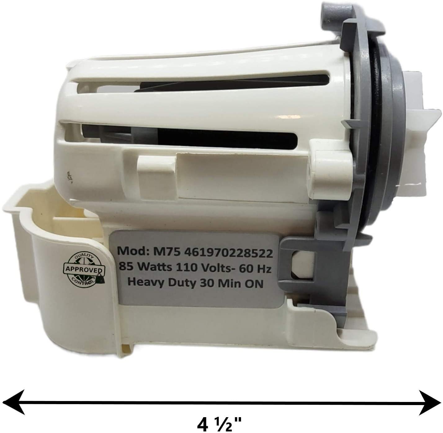 GlobPro WPW10321032 Washer Water Drain Pump 4 ½" Approx. Replacement for and compatible with Maytag Whirlpool KitchenAid WPW10321032 Heavy DUTY