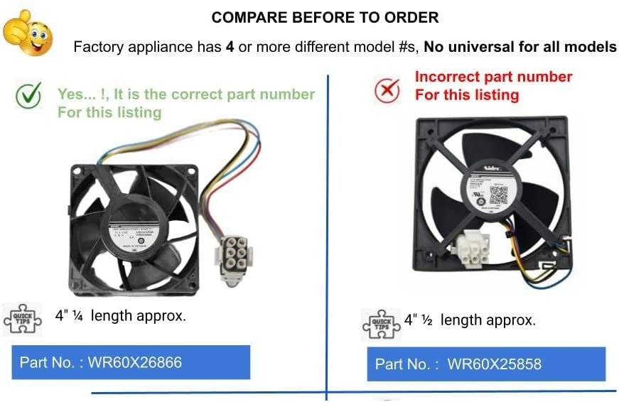 GlobPro WR02X13733 WR60X10341 WR60X10356 WR60X10357 Fridge Evaporator Fan Motor 3" ½ length Approx. Replacement for and compatible with GE Heavy DUTY