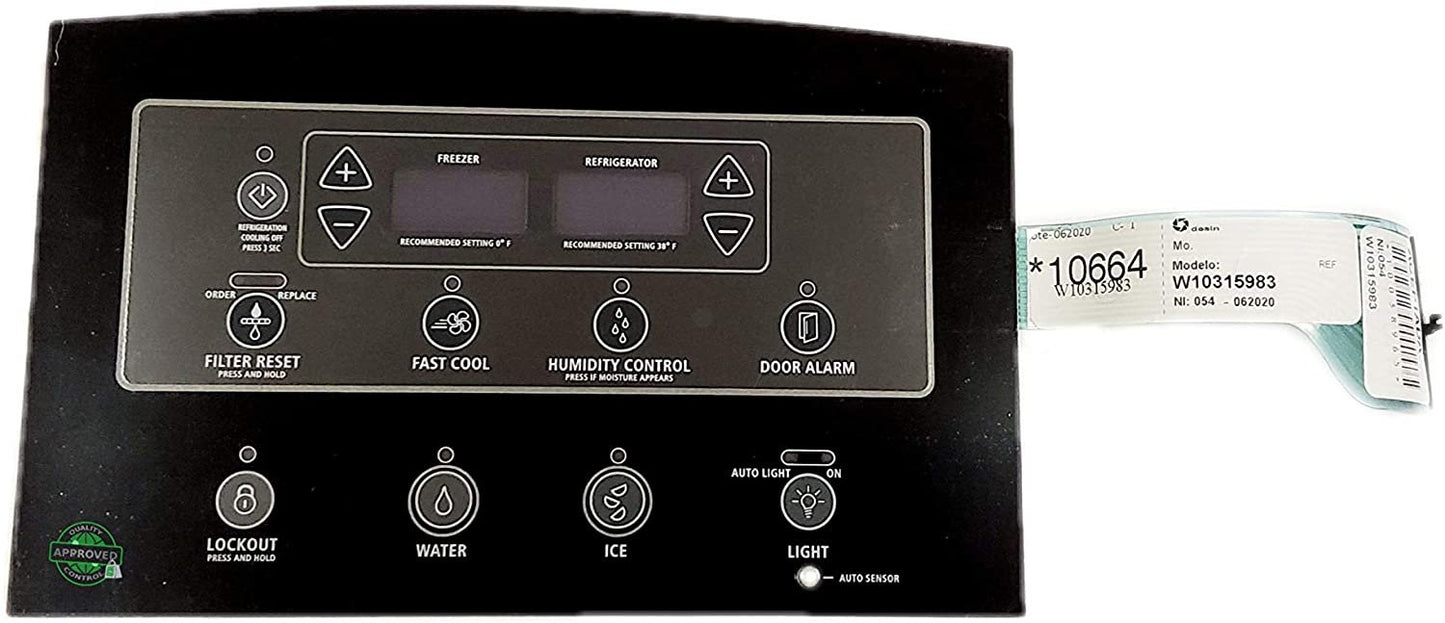 GlobPro W10860143 Dispenser Control Board and Touchpad (Black) (ONLY DISPLAY) Replacement for and compatible with Whirlpool brands include W10860143 Heavy DUTY