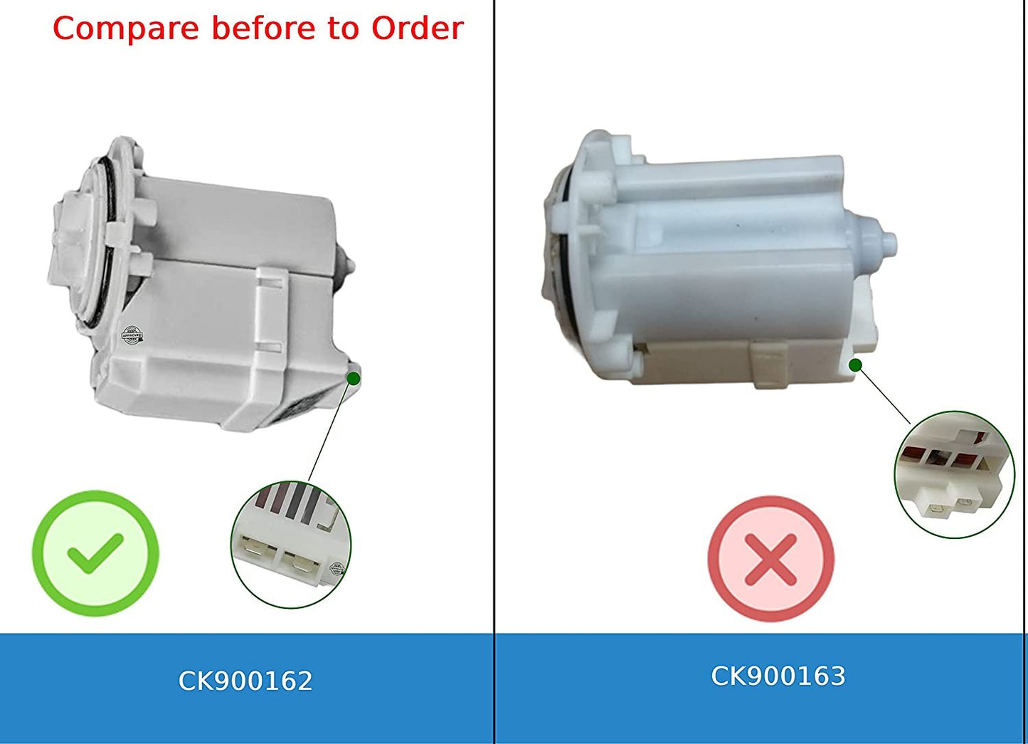 GlobPro WH23X10028 Washer Bomba Drain Only Motor 2 Terminals Replacement for and compatible with General Electric Heavy DUTY