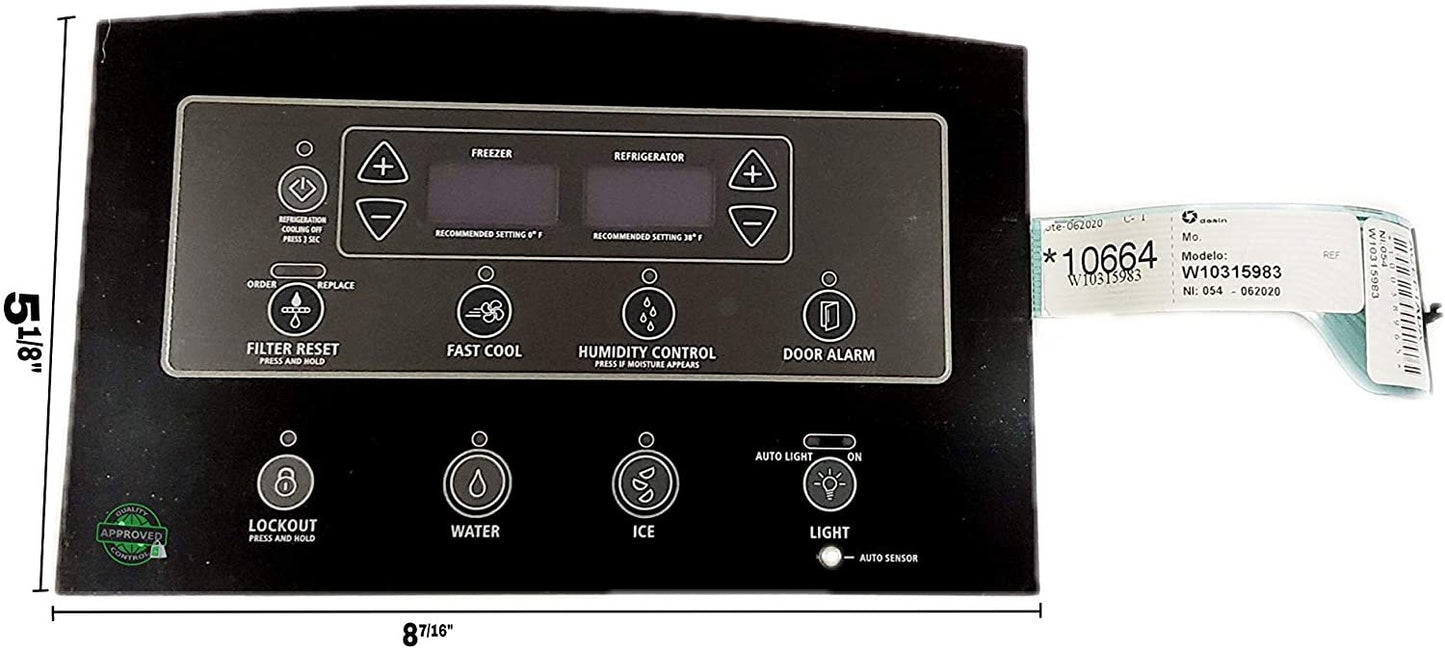 GlobPro W10860143 Dispenser Control Board and Touchpad (Black) (ONLY DISPLAY) Replacement for and compatible with Whirlpool brands include W10860143 Heavy DUTY