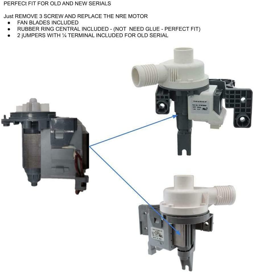 E-DrUS W10727777 Washer Drain Pump W10727777 W10876600 -JUST MOTOR compatible with Kenmore/SearsMaytagWhirlpool Heavy DUTY