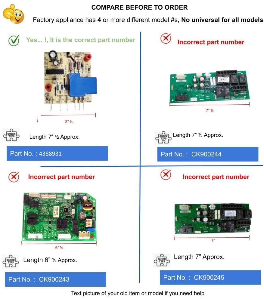 GlobPro 2154674 2162270 2162373 2169266 901240 Fridge Defrost Control Board 6 terminales 3" ¼ length Approx. Replacement for and compatible with Whirlpool KitchenAid Maytag Heavy DUTY