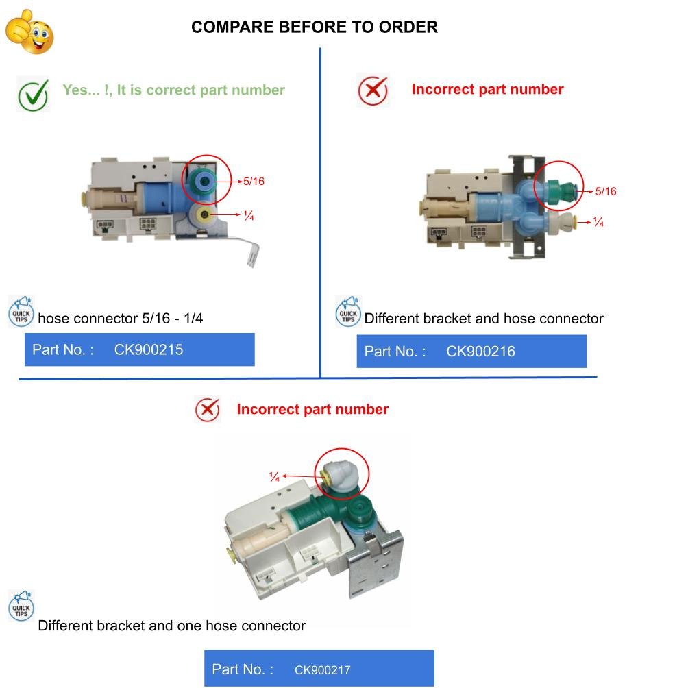 GlobPro PD00004600 AP6015949 PS11749231 EAP11749231 Frid Water Inlet Valve 6 ¾" length Approx. Replacement for and compatible with Whirlpool KitchenAid Kenmore Heavy DUTY
